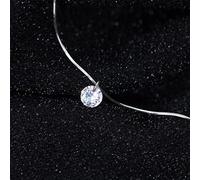 GGYTMQL Pur 925 Silver Silver éblouissant AAA Zircon Round Pendant Collier pour femmes Collier de tour de cou mode Fine bijoux