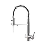 GGYTMQL Purification de l'eau robinet de cuisine noire et rotation froide rotatif tire en laiton Matériau d'évier mélangeur et lavage du robinet (brossé D)