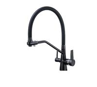 GGYTMQL Purification de l'eau robinet de cuisine noire et rotation froide rotatif tire en laiton Matériau d'évier mélangeur et lavage du robinet (brossé D)