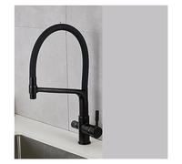 GGYTMQL Purification de l'eau robinet de cuisine noire et rotation froide rotatif tire en laiton Matériau d'évier mélangeur et lavage du robinet (brossé D)