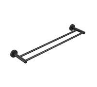 GGYTMQL Racks de Serviette, Barre Serviette Noire Perforée Porte-Serviette Toilette Plate à Double Poteau de Serviette de Serviette Mural