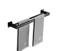 GGYTMQL Racks de Serviettes, Serviette à Serviette Noir Matt Double barreau à Serviette Mural en Acier Inoxydable monté en Acier Inoxydable 2 Bar Accessoires de baignoires/décoration de 40 cm