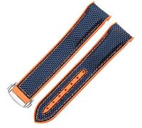 GGYTMQL Regarder Bracelet pour Omega 300 Seamaster 600 Planet Ocean Pliant Backle Silicone Nylon Sangle Accessoires de montre (Couleur: Black Orange, Taille: 22 mm)