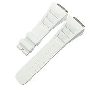 GGYTMQL Remplacement de la Bande de Montre en Caoutchouc de 19 mm pour RM035 011 055 030 Black White Red Metal Interface Watch Watch Socle Watch