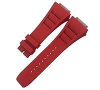 GGYTMQL Remplacement de la Bande de Montre en Caoutchouc de 19 mm pour RM035 011 055 030 Black White Red Metal Interface Watch Watch Socle Watch
