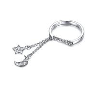 GGYTMQL Rings de doigts réglables de la chaîne de la lune et des étoiles pour les femmes S925
