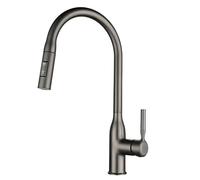 GGYTMQL Robinet de cuisine avec pulvérisation de traction, mélangeur de cuisine mélangeur robinet en laiton télescopique et eau froide rotation de rotation de mélangeur de cuisine robinet gris (gris)