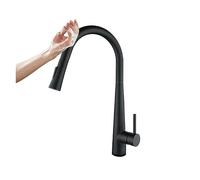 GGYTMQL Robinet de Cuisine Intelligente Robinet à Induction à Trou Simple Noir Robinet de mélange Chaud et à Froid (Noir a)