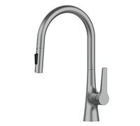 GGYTMQL Robinet de cuisine monté sur pont rose noir deux fonctions à manche unique Tire-sort mélangeur chaud et à eau froide Tire les robinets (gris)