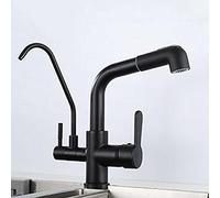 GGYTMQL Robinet de Cuisine Robinet 3 Voies avec Pull-Sillon de Rotation Chaude et de Rotation de l'eau Froide Multifonction 3 en 1 Laiton 2 Modes robinets d'évier de Cuisine-Brouillard