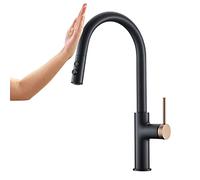 GGYTMQL Robinet de Cuisine sans Touche avec pulvérisateur Pull Down, touchez l'induction de l'évier de Cuisine Intelligente en Alliage Zinc 360 ° Rotation Chaude et mélangeur d'eau