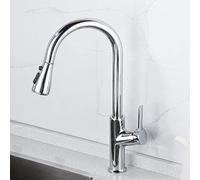 GGYTMQL Robinet de lavabo de cuisine pour la ferme Bar Commercial, Black Tire Out Tap de cuisine, mélangeur de cuisine en or brossé, mélangeur de lavabo rotatif robinet de cuisine en laiton (or