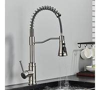 GGYTMQL Robinet de lavabo de cuisine pour la ferme Bar Commercial, nickel noir Tire hors de la cuisine de cuisine Mont trois modes avec des robinets de printemps d'évier de rotation de rotation