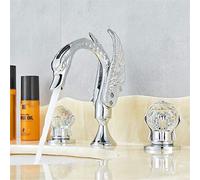 GGYTMQL Robinet de lavabo de lavabo, Robinet de Salle de Bain en Or de Luxe 3 pcs, 2 poignées de Bain mélangeur à Domicile Boucheur de Baignoire de beauté, Or (Nickel brossé)