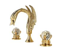 GGYTMQL Robinet de lavabo de lavabo, Robinet de Salle de Bain en Or de Luxe 3 pcs, 2 poignées de Bain mélangeur à Domicile Boucheur de Baignoire de beauté, Or (Nickel brossé)