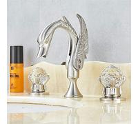 GGYTMQL Robinet de lavabo de lavabo, Robinet de Salle de Bain en Or de Luxe 3 pcs, 2 poignées de Bain mélangeur à Domicile Boucheur de Baignoire de beauté, Or (Nickel brossé)