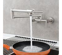 GGYTMQL Robinet de remplissage en pot pour les deux robinets de mélangeur à eau froide chauds, montage de cuisine pliant le restaurant commercial évier en laiton 3 poignées 2 trous doubles