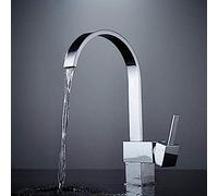 GGYTMQL Robinet de salle de bain de cuisine, en laiton carré à manche en laiton chromé chromé à 360 degrés Évier de lavabo robot évier, installation facile