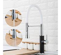 GGYTMQL Robinet d'évier de cuisine, 2 fonctions Titr Down Spout Babinet Kiceker, robinet de l'évier froid et chaud, gris (blanc)