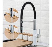 GGYTMQL Robinet d'évier de cuisine, 2 fonctions Titr Down Spout Babinet Kiceker, robinet d'évier froid et chaud, gris (noir)