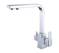 GGYTMQL Robinet d'évier de cuisine pivotant d'eau potable en laiton massif et mélangeur d'eau froide, robinet de purificateur de filtre à double poignée multifonctionnelle ménage, chrome