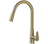 GGYTMQL Robinet d'évier de cuisine pour la ferme Bar Commercial, Tire de la cuisine brossée Gold Kitchen Black Sinier mélangeur, robinets de mélangeurs de cuisine à 360 degrés, robinet de cuisine