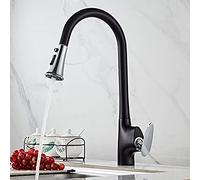 GGYTMQL Robinet d'évier de cuisine pour la ferme de bar commerciale, cuisine pivotante Romovable Black Tirez vers le bas du mélange d'économiseur d'eau, robinets robinet à eau