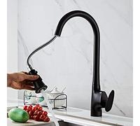 GGYTMQL Robinet d'évier de cuisine pour la ferme de bar commerciale, cuisine pivotante Romovable Black Tirez vers le bas du mélange d'économiseur d'eau, robinets robinet à eau