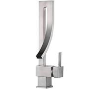GGYTMQL Robinet d'évier de cuisine pour la ferme de bar commerciale, lavabos pivotants en acier inoxydable noir givré robinet rotatif, hole 1 manchette pivotante mixeur (or)