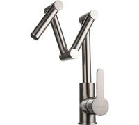 GGYTMQL Robinet en laiton de cuisine en laiton plié robinet de cuisine plié monté avec double articulation du bras swing et mélangeur à eau froide Tap-noir (noir)