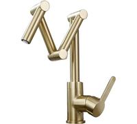 GGYTMQL Robinet en laiton de cuisine en laiton plié robinet de cuisine plié monté avec double articulation du bras swing et mélangeur à eau froide Tap-noir (noir)