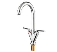 GGYTMQL Robinet mitigeur chromé, robinet d'évier de cuisine, salle de bain, robinet à double poignée, mitigeur d'eau chaude et froide, bec rotatif/argent