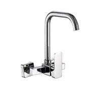 GGYTMQL Robinet Mural Robinet Mural plaqué chromé, Cuisine Murale, évier, Piscine à Linge en Balcon, soupape de mélange Chaud et Froid, poignée Robinet-a (Une poignée vers Le Bas)