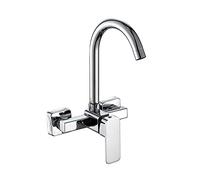 GGYTMQL Robinet Mural Robinet Mural plaqué chromé, Cuisine Murale, évier, Piscine à Linge en Balcon, soupape de mélange Chaud et Froid, poignée Robinet-a (Une poignée vers Le Bas)