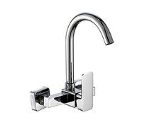 GGYTMQL Robinet Mural Robinet Mural plaqué chromé, Cuisine Murale, évier, Piscine à Linge en Balcon, soupape de mélange Chaud et Froid, poignée Robinet-a (Une poignée vers Le Bas)