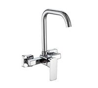 GGYTMQL Robinet Mural Robinet Mural plaqué chromé, Cuisine Murale, évier, Piscine à Linge en Balcon, soupape de mélange Chaud et Froid, poignée Robinet-a (Une poignée vers Le Bas)