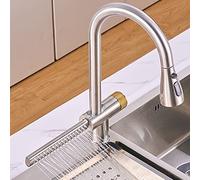 GGYTMQL Robinets de cuisine avec pulvérisation à traction, mélangeur d'évier de cuisine robinet en acier inoxydable motif cascade chaude et à eau froide éloignez le mélangeur de cuisine