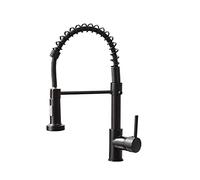 GGYTMQL Robinets de cuisine brosses en laiton robinets pour lavabo de cuisine un levier unique Sortez des mélangeurs de bec de printemps pavé de grue à eau froide chaude (nickel brossé)