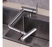 GGYTMQL Robinets de cuisine pliants à l'intérieur de la fenêtre en acier inoxydable pivotant un trou simple chaud et froide ouvriant le robinet de lavabo à ouverture brossée-d (b)