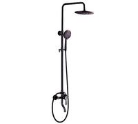 GGYTMQL Robinets de douche en laiton noir pour salle de bain - Pomme de douche ronde à fixation murale