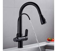 GGYTMQL Robinets répandus, robinet de cuisine à 3 voies Purificateur Sortez à double poignée à arc à arc à arc potable Filtre de filtre robinet 360 Grane filtré pivotant pour la cuisine montée,