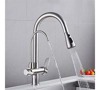 GGYTMQL Robinets répandus, robinet de cuisine à 3 voies Purificateur Sortez à double poignée à arc à arc à arc potable Filtre de filtre robinet 360 Grane filtré pivotant pour la cuisine montée,