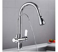 GGYTMQL Robinets répandus, robinet de cuisine à 3 voies Purificateur Sortez à double poignée à arc à arc à arc potable Filtre de filtre robinet 360 Grane filtré pivotant pour la cuisine montée,