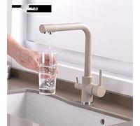 GGYTMQL Robinets répandus, robinet de cuisine à 3 voies Purificateur Sortez à double poignée à arc à arc à arc potable Filtre de filtre robinet 360 Grane filtré pivotant pour la cuisine montée,