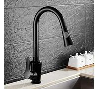 GGYTMQL Robinets, robinets de cuisine Robinets en laiton Tire de cuisine Tap de cuisine avec Aerator 2 voies Bélangeur à eau pont monté à manche mono-manche 360 pivotant, Chrome (Nero)
