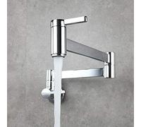 GGYTMQL Robinets, Taps for Kitchen Pot remplissez mural monté, robinet à eau froide Tapisserie multifonctionnelle Tap à eau à double poignée, robinet de cuisine Sinksden Brossed (Chrome)