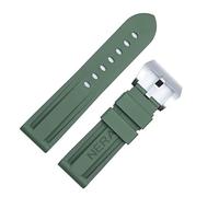 GGYTMQL Rubber Fluorine 22 mm 24 mm Band de montre en silicone Watch Band Panerai Watch Strap (Couleur: Blue Silv Boucle, taille: 24 mm)