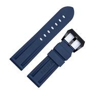 GGYTMQL Rubber Fluorine 22 mm 24 mm Band de montre en silicone Watch Band Panerai Watch Strap (Couleur: Blue Silv Boucle, taille: 24 mm)