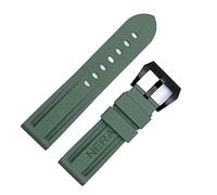 GGYTMQL Rubber Fluorine 22 mm 24 mm Band de montre en silicone Watch Band Panerai Watch Strap (Couleur: Blue Silv Boucle, taille: 24 mm)