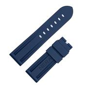 GGYTMQL Rubber Fluorine 22 mm 24 mm Band de montre en silicone Watch Band Panerai Watch Strap (Couleur: Blue Silv Boucle, taille: 24 mm)